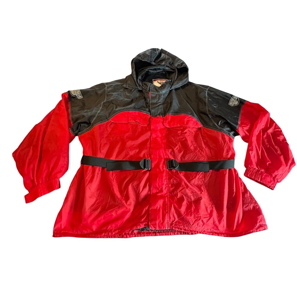 Firstgear Rain Jacket Mens 4XL Red Black Hooded Reflective Moto‎ Parka